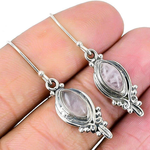 Rose Quartz Gemstone Handmade 925 Solid Sterling Silver Jewelry Earring 18  SJ-1758 - Silverhubjewels
