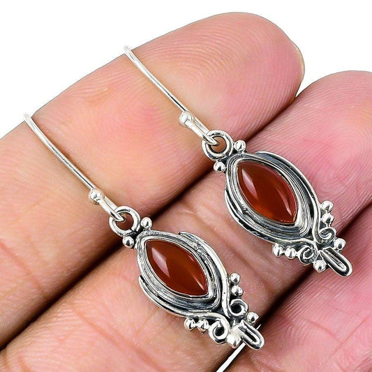 Red Onyx Gemstone Handmade 925 Solid Sterling Silver Jewelry Earring   SJ-1759 - Silverhubjewels