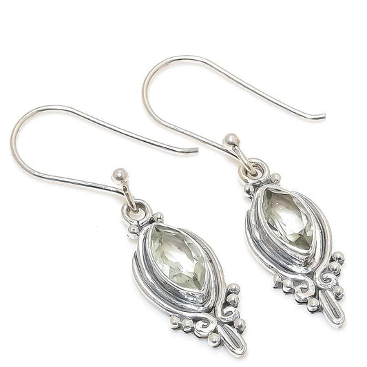 Green Amethyst Gemstone 925 Solid Sterling Silver Jewelry Earring 18  SJ-1763 - Silverhubjewels