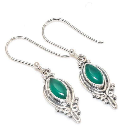 Green Onyx Gemstone Handmade 925 Solid Sterling Silver Jewelry Earring 18  SJ-1764 - Silverhubjewels