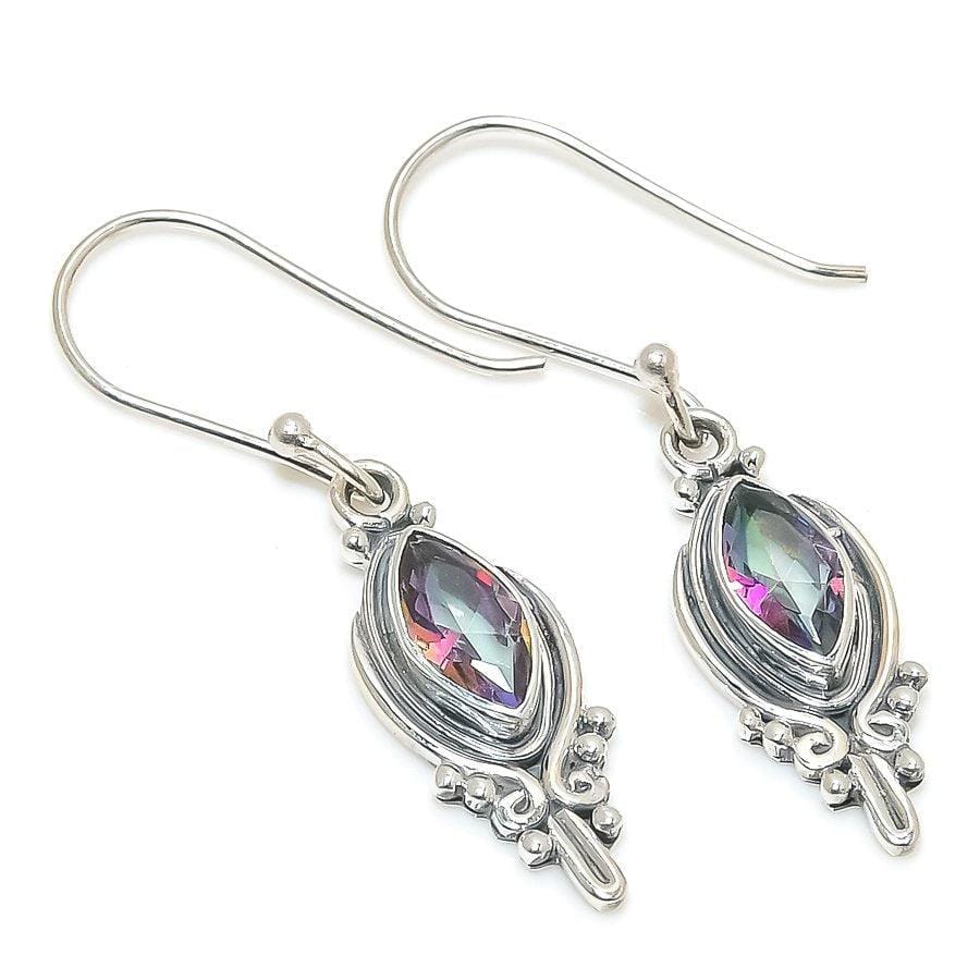 Mystic Rainbow Topaz Gemstone 925 Solid Sterling Silver Jewelry Earring 18  SJ-1765 - Silverhubjewels