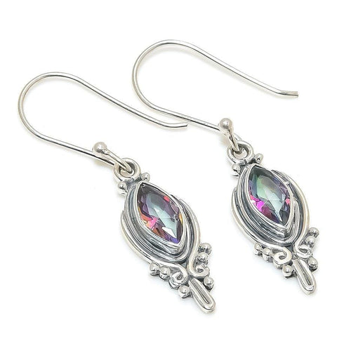 Mystic Rainbow Topaz Gemstone 925 Solid Sterling Silver Jewelry Earring 18  SJ-1765 - Silverhubjewels