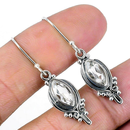 White Topaz Gemstone Handmade 925 Solid Sterling Silver Jewelry Earring 18  SJ-1766 - Silverhubjewels