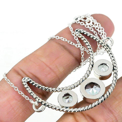 Mystic Rainbow Topaz Gemstone 925 Solid Sterling Silver Jewelry Necklace 18 SJ-1781 - Silverhubjewels