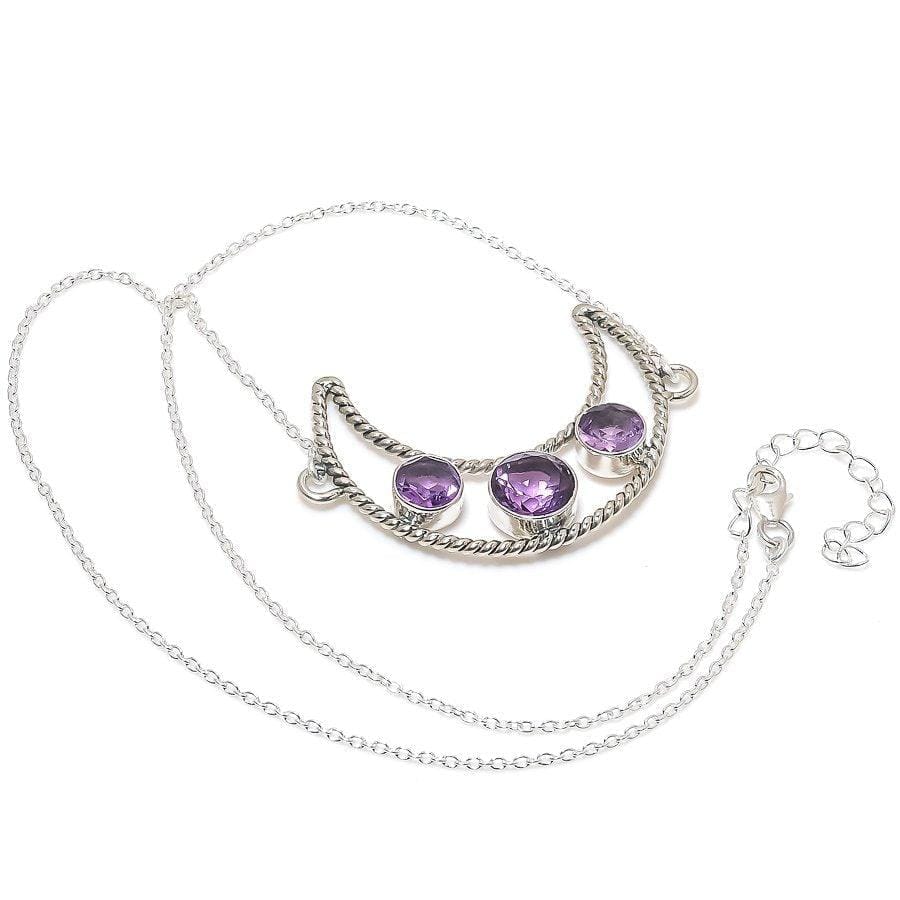 Amethyst Gemstone Handmade 925 Solid Sterling Silver Jewelry Necklace 