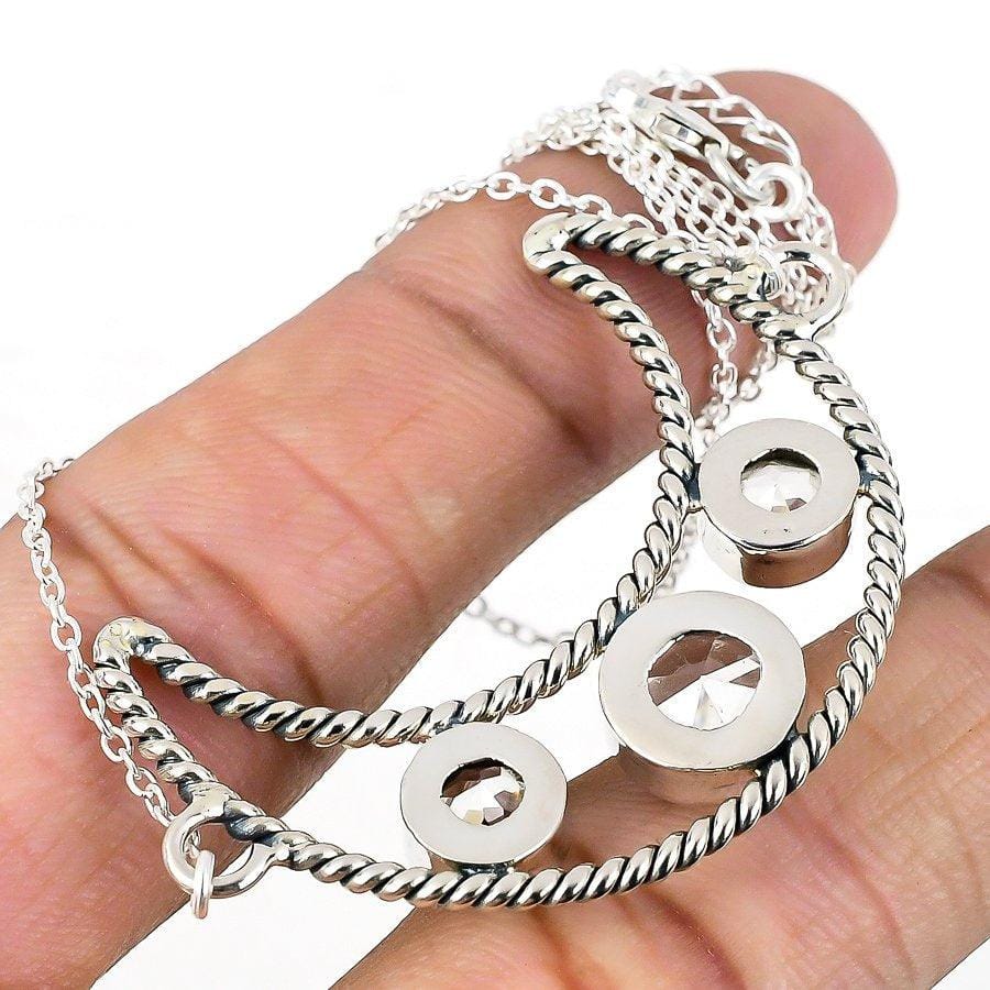 Crystal Gemstone Handmade 925 Solid Sterling Silver Jewelry Necklace 18 SJ-1785 - Silverhubjewels