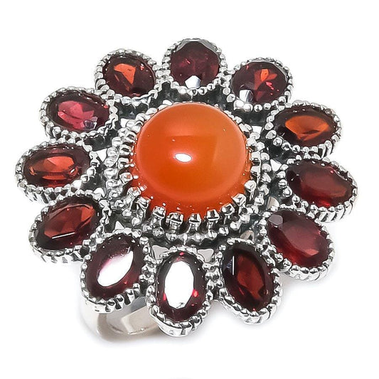 Red Onyx, Garnet Gemstone 925 Solid Sterling Silver Jewelry Rings ( All Size Available ) SJ-18 - Silverhubjewels
