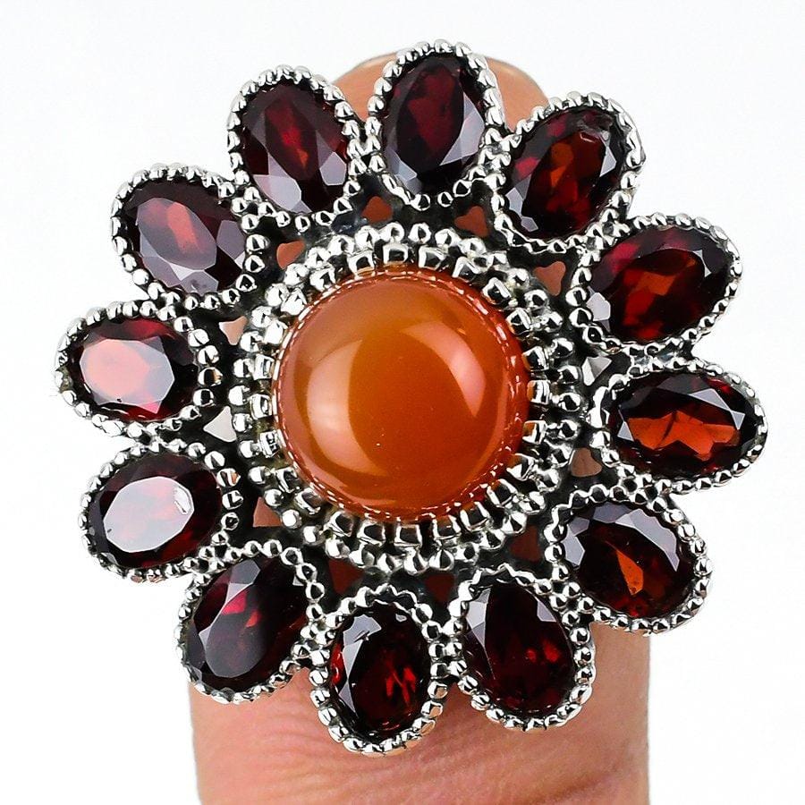 Red Onyx, Garnet Gemstone 925 Solid Sterling Silver Jewelry Rings ( All Size Available ) SJ-18 - Silverhubjewels