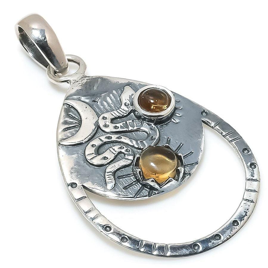 Citrine Gemstone Handmade 925 Solid Sterling Silver Jewelry Pendant 1.65 SJ-212 - Silverhubjewels