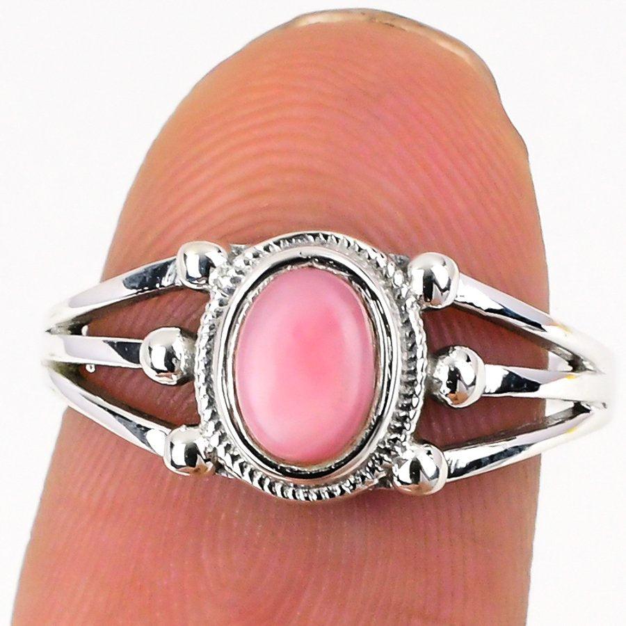 Pink Opal Gemstone Handmade 925 Solid Sterling Silver Jewelry Ring SJ-271 - Silverhubjewels