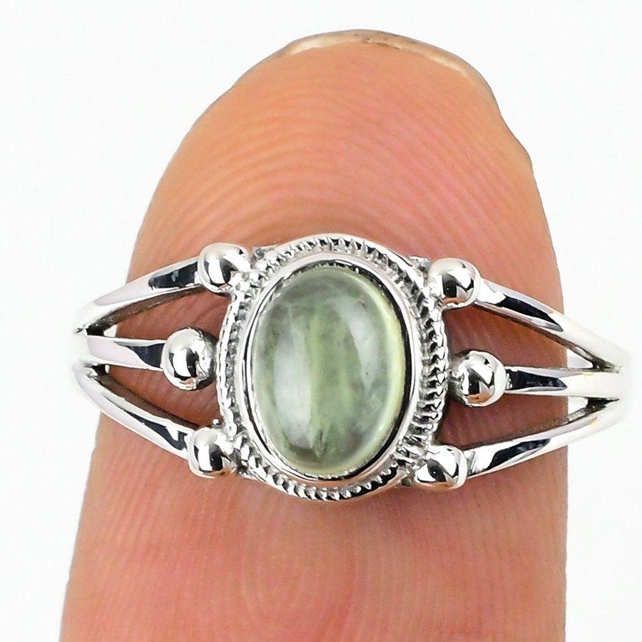 Prehnite Gemstone Handmade 925 Solid Sterling Silver Jewelry Ring SJ-273 - Silverhubjewels