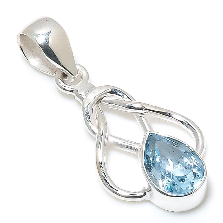 Swiss Blue Topaz Gemstone 925 Solid Sterling Silver Jewelry Pendant 1.38 SJ-33 - Silverhubjewels