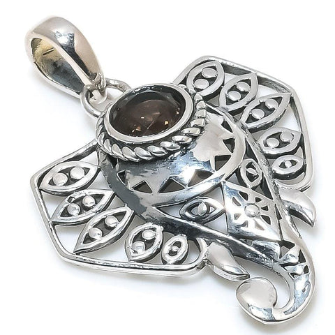 Smoky Topaz Gemstone Handmade 925 Solid Sterling Silver Jewelry Pendant 1.42 SJ-363 - Silverhubjewels