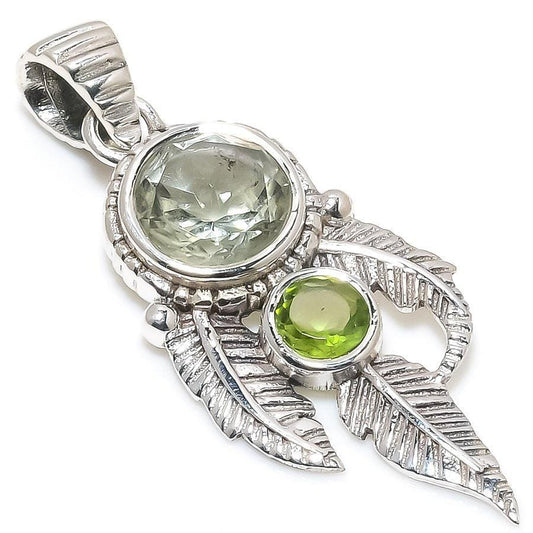Green Amethyst, Peridot Gemstone 925 Solid Sterling Silver Jewelry Pendant 1.77 SJ-375 - Silverhubjewels