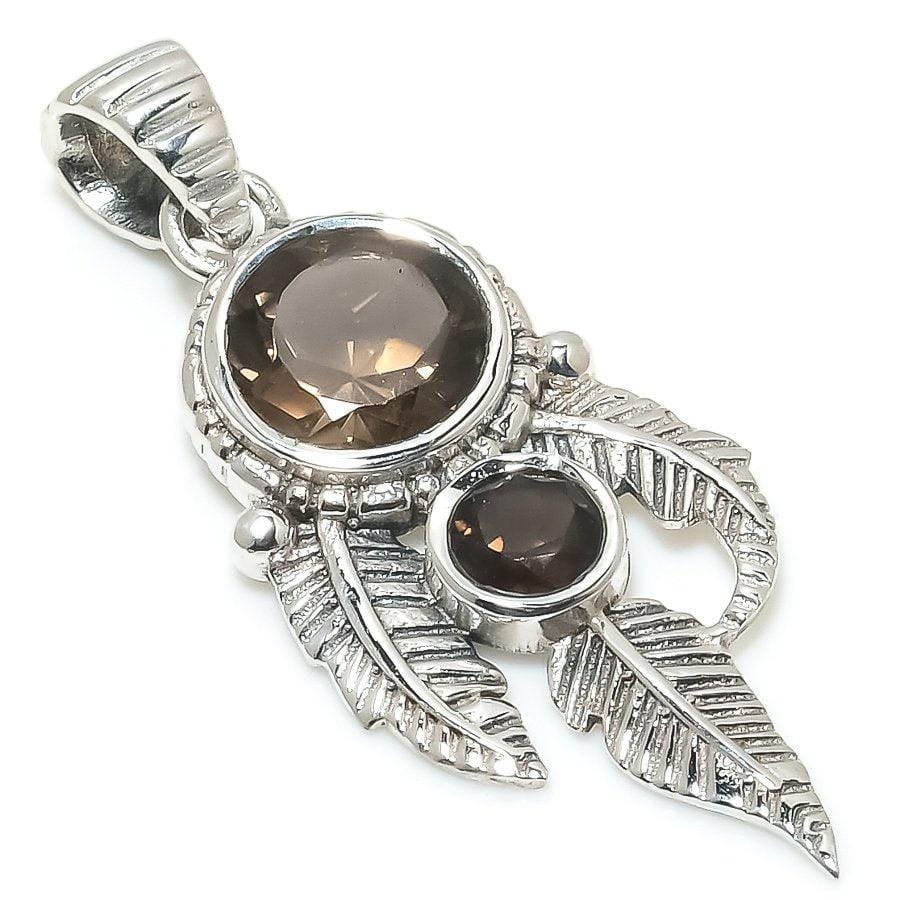 Smoky Topaz Gemstone Handmade 925 Solid Sterling Silver Jewelry Pendant 1.77 SJ-381 - Silverhubjewels