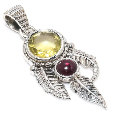 Citrine, Garnet Gemstone 925 Solid Sterling Silver Jewelry Pendant 1.77 SJ-382 - Silverhubjewels