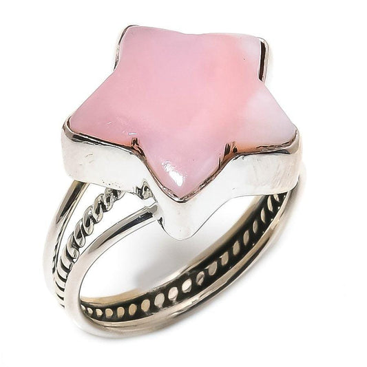 Pink Opal Gemstone Handmade 925 Solid Sterling Silver Jewelry Ring SJ-411 - Silverhubjewels