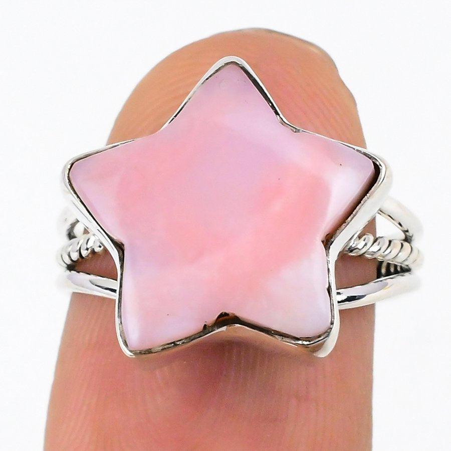 Pink Opal Gemstone Handmade 925 Solid Sterling Silver Jewelry Ring SJ-411 - Silverhubjewels