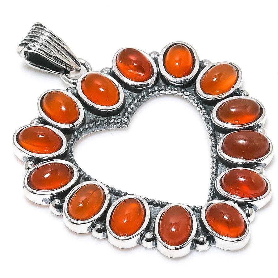 Orange Carnelian Gemstone 925 Solid Sterling Silver Jewelry Pendant 1.69 SJ-90 - Silverhubjewels