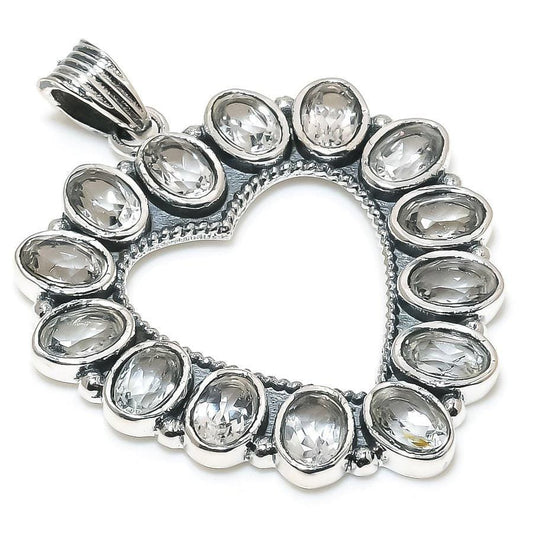 White Topaz Gemstone Handmade 925 Solid Sterling Silver Jewelry Pendant 1.69 SJ-91 - Silverhubjewels