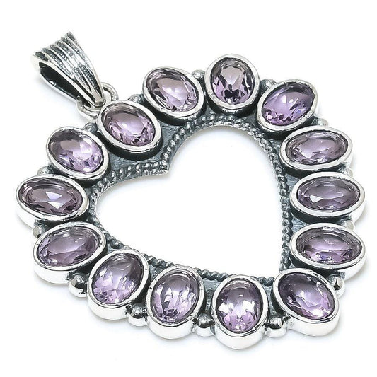 Pink Amethyst Gemstone Handmade 925 Solid Sterling Silver Jewelry Pendant 1.69 SJ-93 - Silverhubjewels