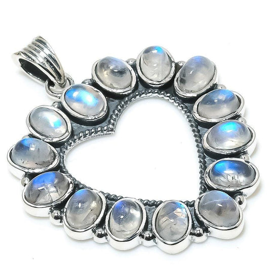 Rainbow Moonstone Gemstone 925 Solid Sterling Silver Jewelry Pendant 1.69 SJ-94 - Silverhubjewels
