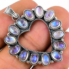 Rainbow Moonstone Gemstone 925 Solid Sterling Silver Jewelry Pendant 1.69 SJ-94 - Silverhubjewels