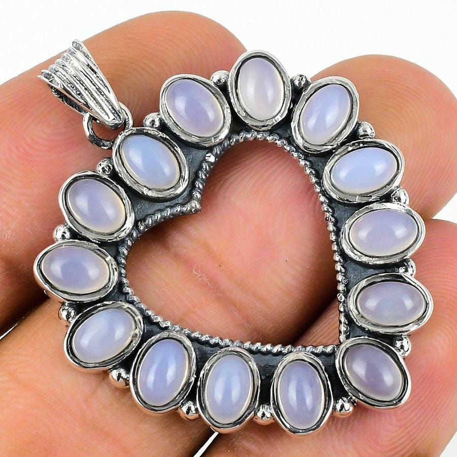Milky Opal Gemstone Handmade 925 Solid Sterling Silver Jewelry Pendant 1.69 SJ-99 - Silverhubjewels