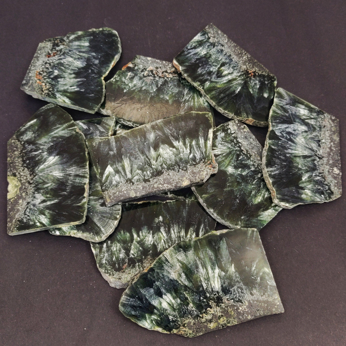 Natural Seraphinite | Rough Gemstone Slice Healing Crystal | Raw Gemstone for Jewelry making | Unique Gemstone Slice - Silverhubjewels