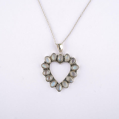 Rainbow Moonstone Natural Gemstone Handmade 925 Solid Sterling Silver Jewelry Designer Necklace - Silverhubjewels