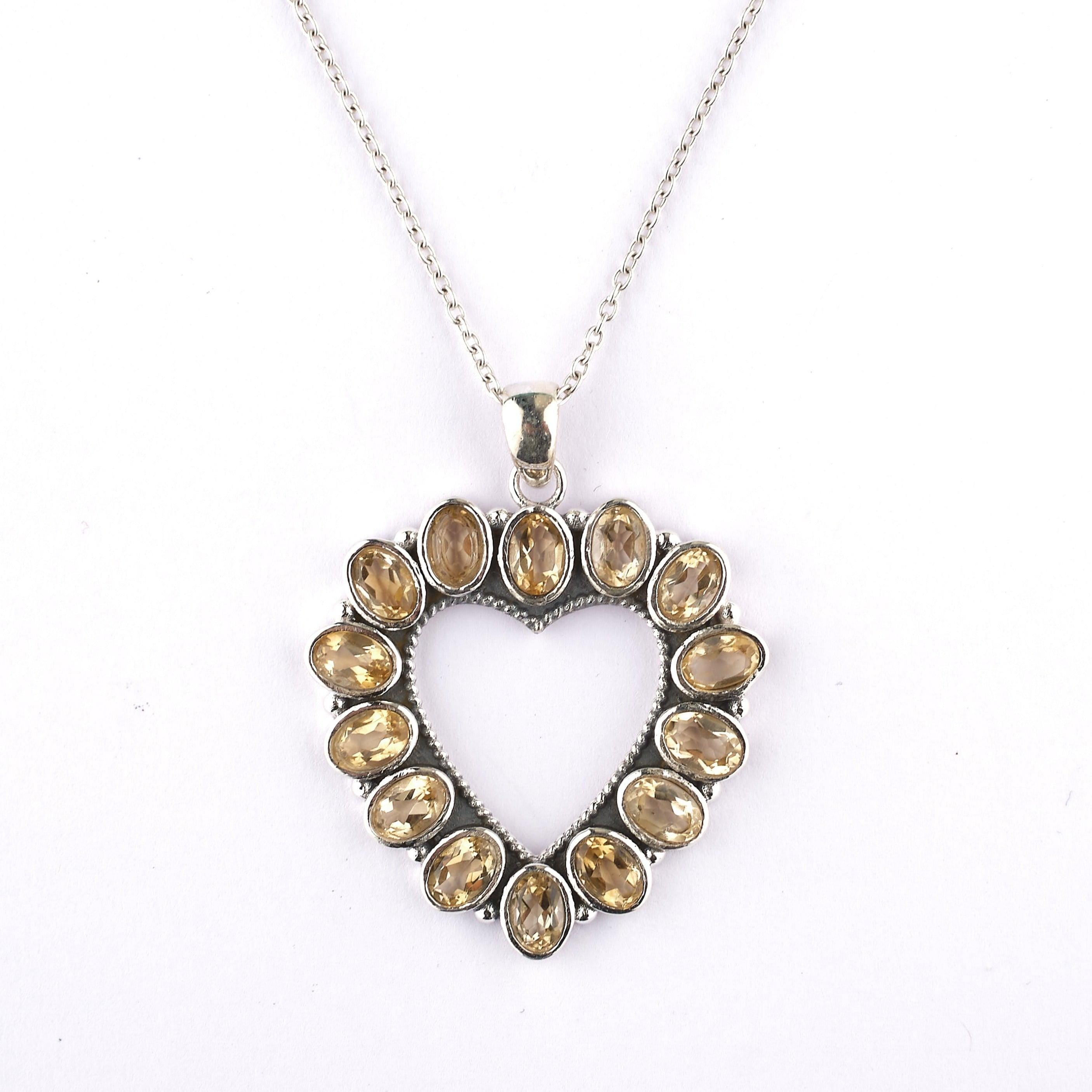 Citrine Natural Gemstone Handmade 925 Solid Sterling Silver Jewelry Designer Necklace NEW-31 - Silverhubjewels