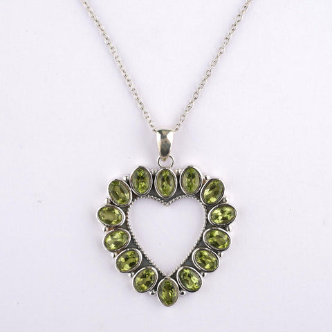 Peridot Natural Gemstone Handmade 925 Solid Sterling Silver Jewelry Designer Necklace - Silverhubjewels