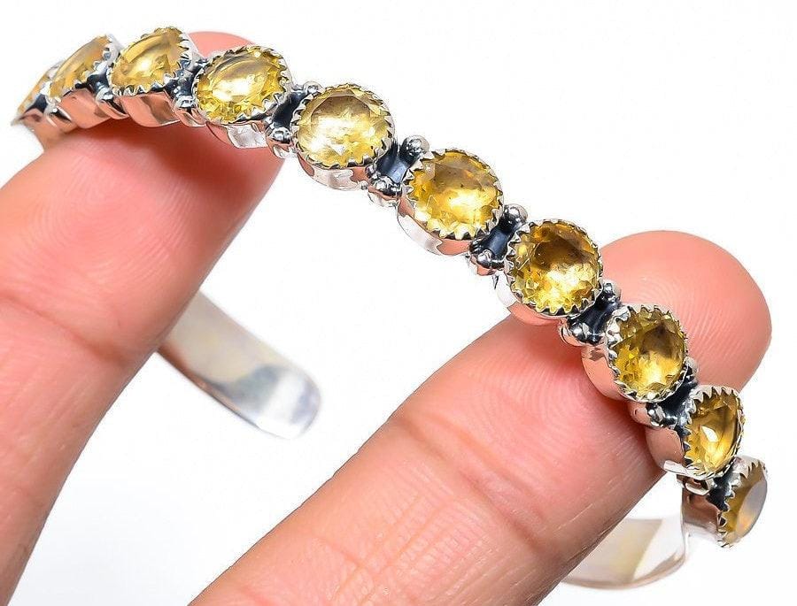 Natural Citrine Bracelet Gemstone 925 Solid Sterling Silver /  Handmade Designer Jewelry / gift for her / healing crystal - Silverhubjewels