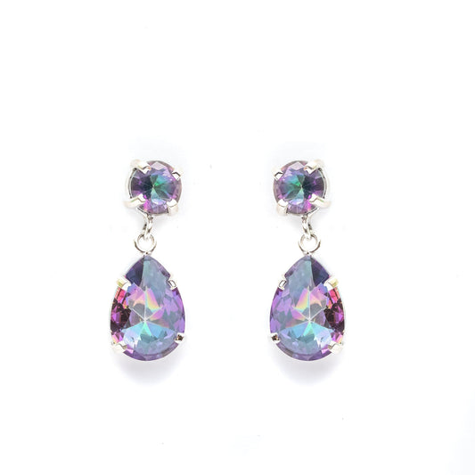 Rainbow Mystic Topaz Dangle Earrings Natural Gemstone 925 Solid Sterling Silver Handmade Designer Jewelry - Silverhubjewels