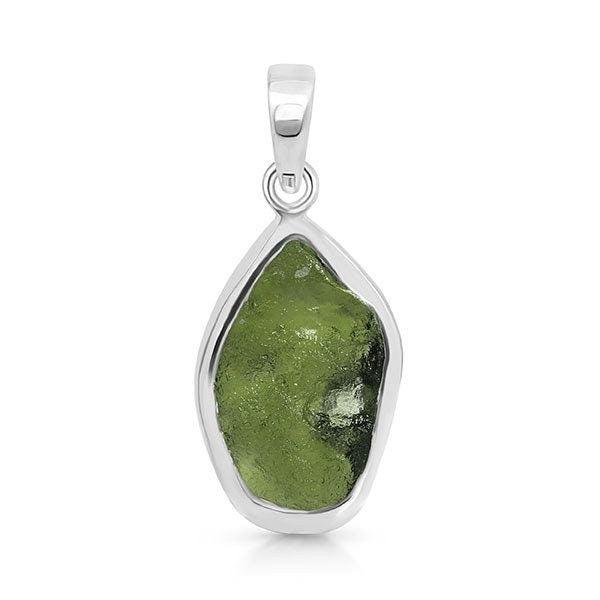 Genuine Moldavite Rough Pendant 100% Natural With Certified Gemstone From Czech Republic 925 Sterling Silver Handmade Designer Jewelry - Silverhubjewels