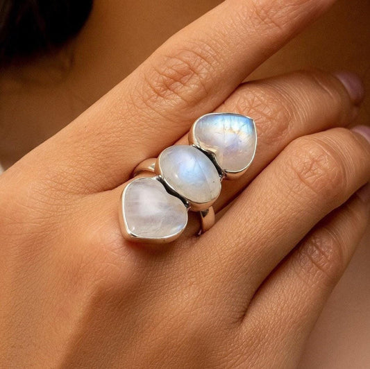 Rainbow Moonstone Ring Natural Gemstone 925 Solid Sterling Silver Handmade Designer Jewelry - Silverhubjewels