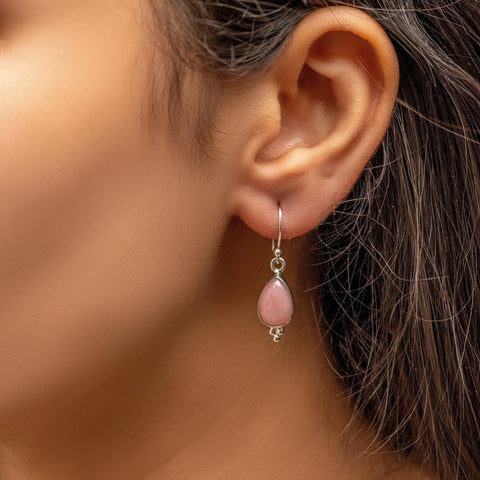 Pink Opal Earring Natural Gemstone 925 Solid Sterling Silver Handmade Designer Jewelry - Silverhubjewels