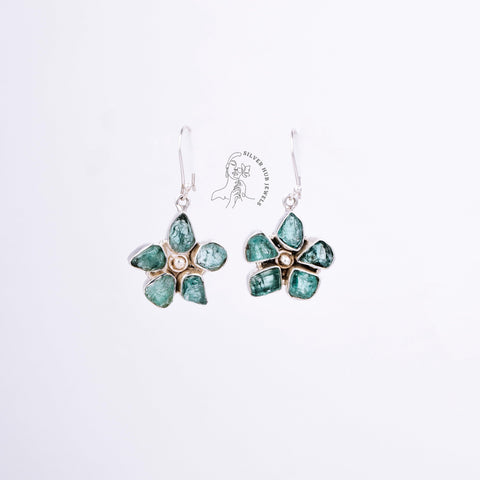 Gemstone Rough 925 Silver Earring | Natural Gemstones Peridot Herkimer Diamond Garnet Tanzanite Earring for Bridesmaid Gift - Silverhubjewels