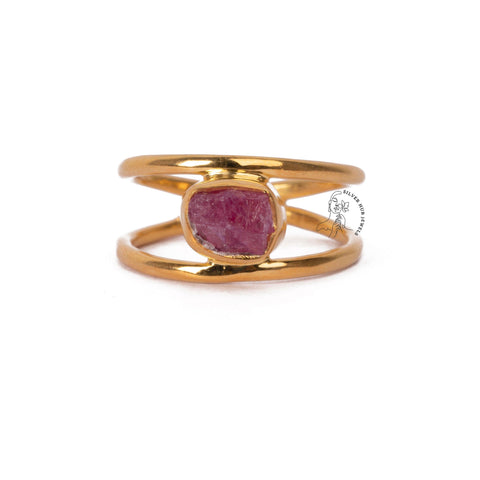 Gemstone Ring | 925 Sterling Silver Ring | Raw Aquamarine RingRaw Herkimer Diamond Ring