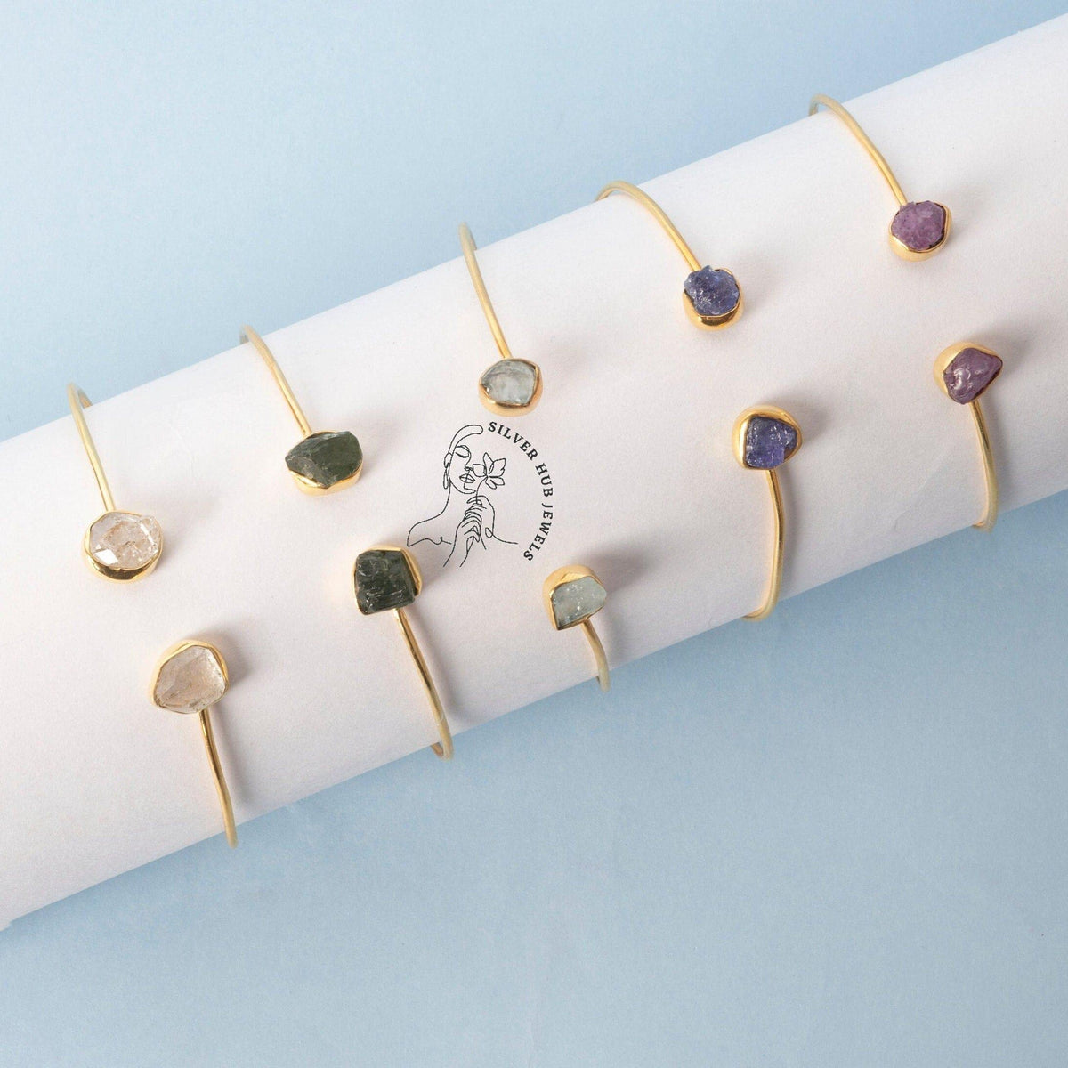 Gemstone Bracelet, Birthstone Bracelet, Raw Gemstone Jewelry, Gold Bracelet , Dainty Chain Bracelet, Raw Stone Jewelry