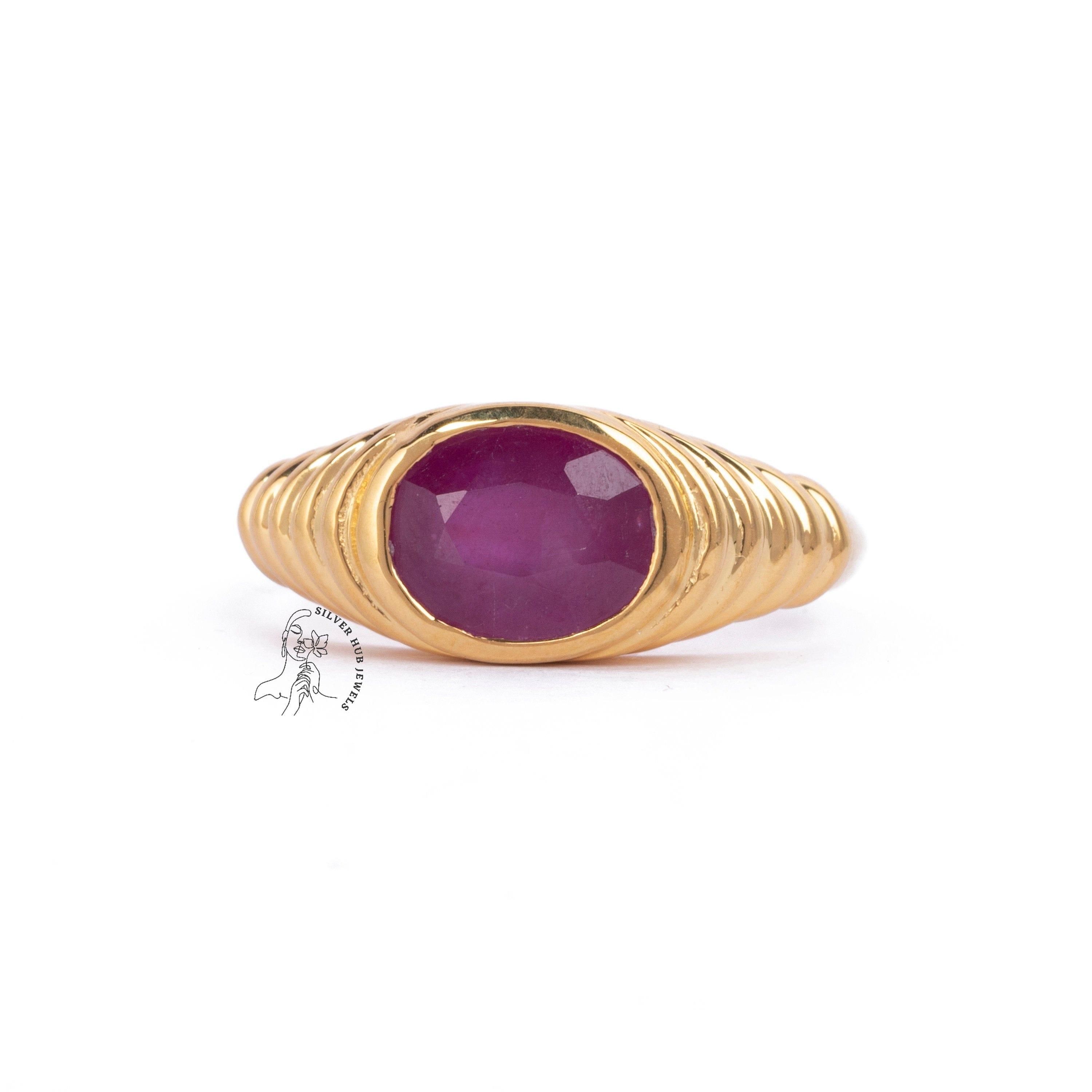 Handmade Ring | Natural Ruby Ring | 22K Gold Fill | Signet Ring