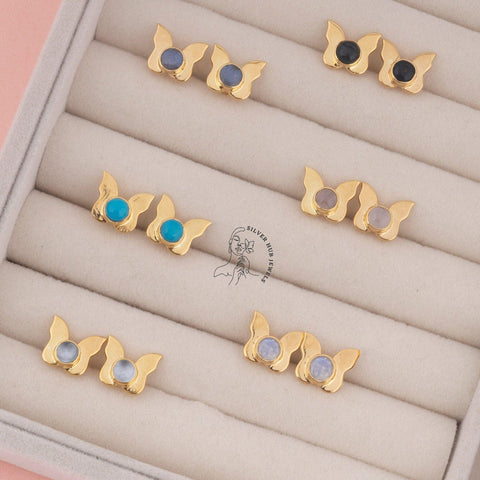 Butterfly Studs, Tiny Butterfly Earrings, Gold Butterfly Wing Earrings, Vermeil Gold Minimalist Earrings