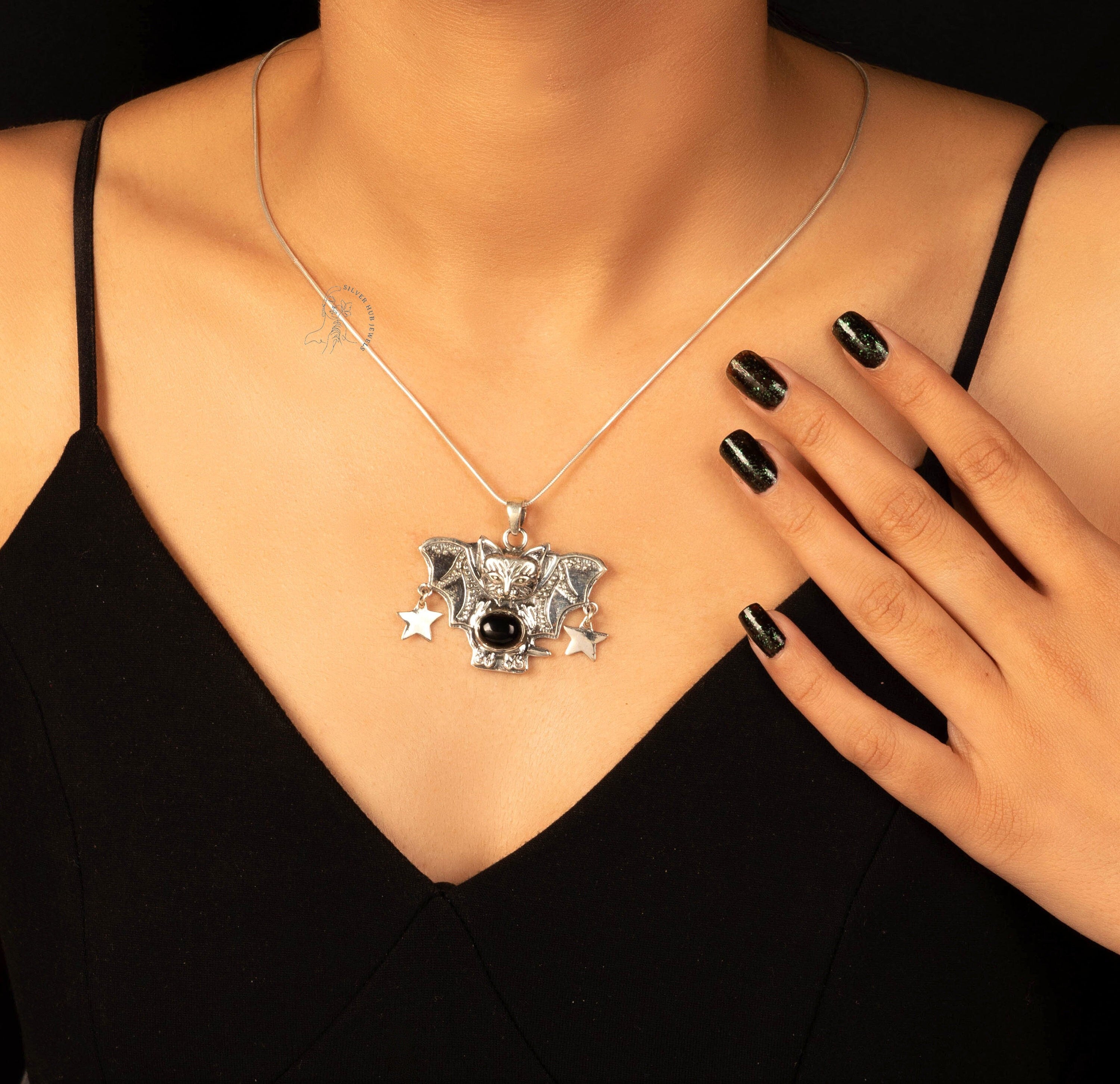 Precious Black Onyx Pendant, Gemstone Pendant, Black Pendant, 925 Sterling Silver Jewelry, Engagement Gift, Pendant For Sister