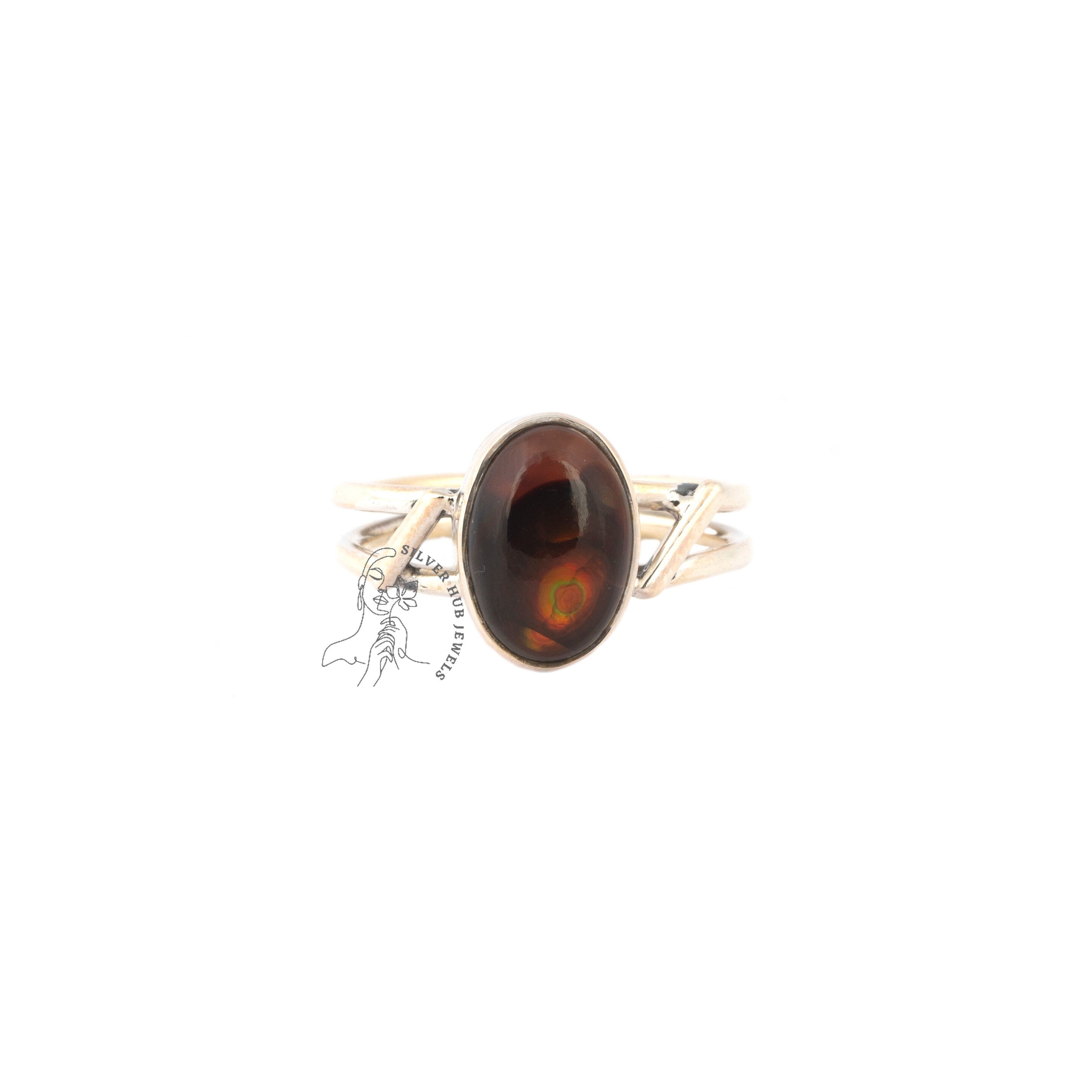 Valuable Fire Agate Ring, Gemstone Ring, Brown Band Ring, 925 Sterling Silver Jewelry, Wedding Anniversary Gift, Ring For Her